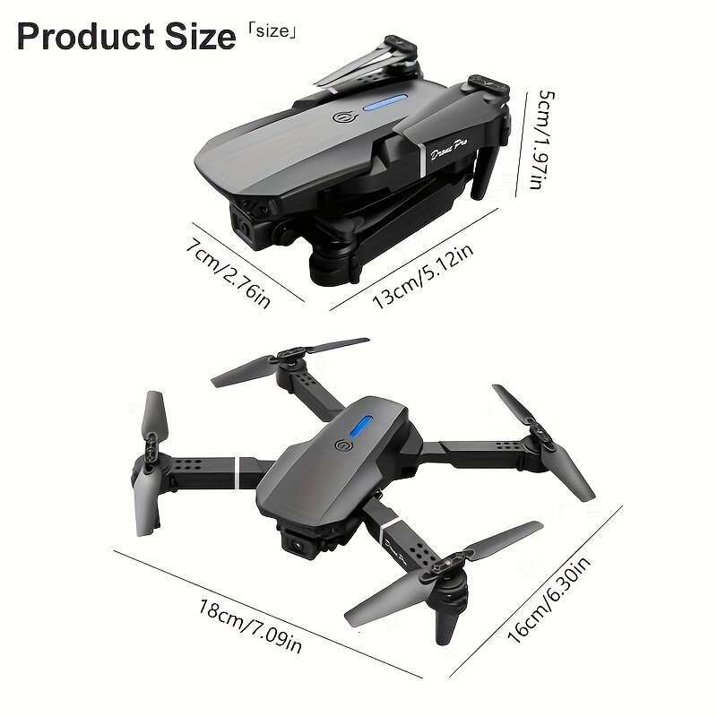 NEW E Foldable Quadcopter Drone Visual Remote Control With Display Screen Dual Cameras Two Batteries Brushless Motor Obstacle Avoidance LED Lights