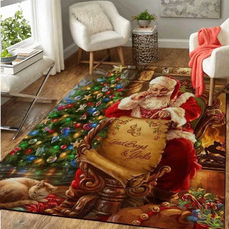 Christmas Santa Claus Carpet for Living Room Decor Hallway Balcony Long Carpet Sofa Table Large Area Rugs Anti-slip Bedroom MatM251117