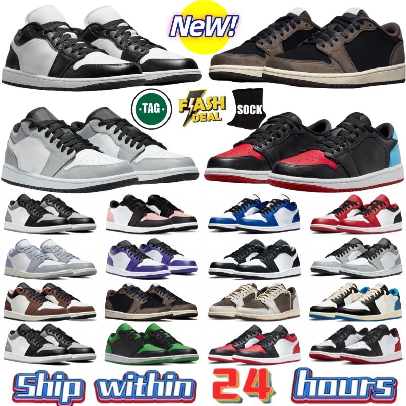 Designer basketball shoes 1 1s Men sneakers Black and White Panda Chicago Rubber Leather Classic Stitching Breathable women outdoor 36-46