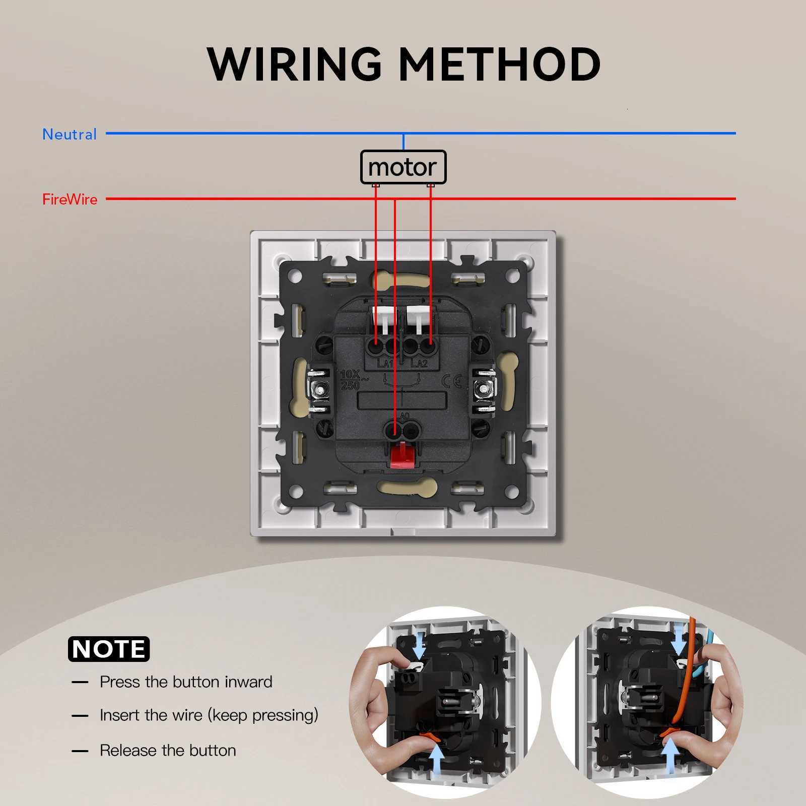 BSEED Mechanical Curtain Switch Electric Roller Shutter Switch Push Button Wall Blinds Switch Glass Plastic Frame EU StandardW251117
