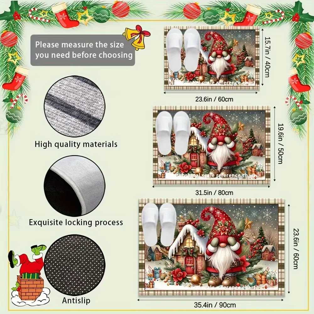 VIKAMA Cartoon Santa Claus Carpet Christmas Carpet Doormat Outdoor Carpet Welcome Mat Living Room Carpet Rug For Bedroom HomeM251117