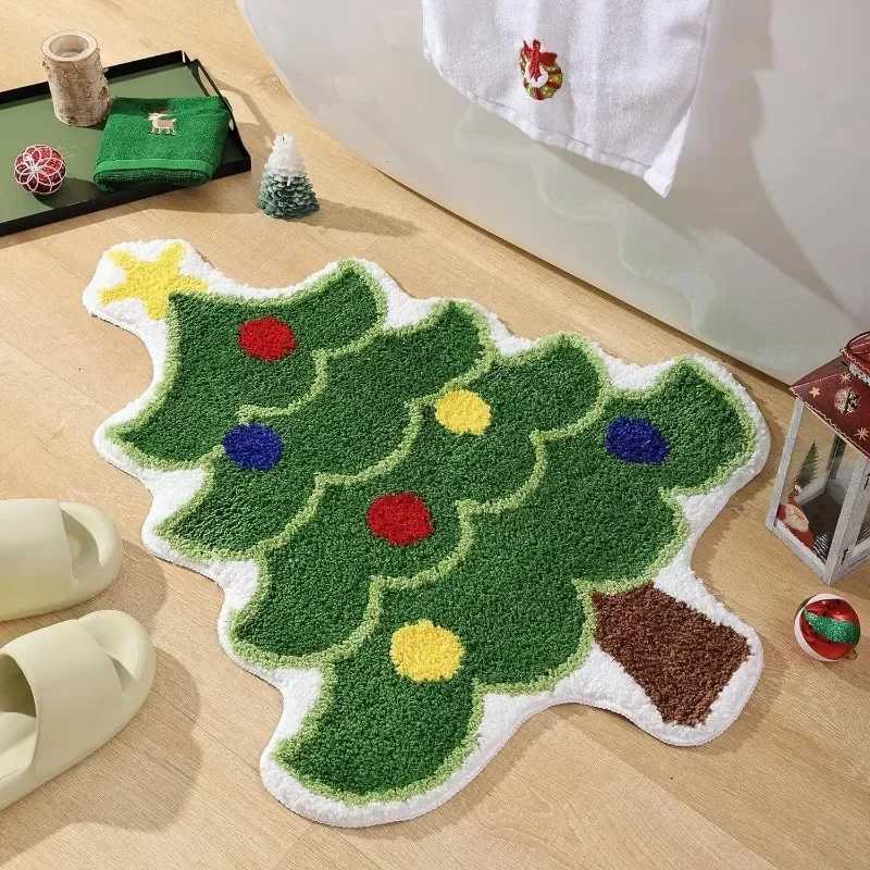 2024 Anomalous Floor Mat Christmas Tree Santa Claus Bathroom Floor Mat Living Room Entrance Door Mat Holiday Decoration CarpetM251117