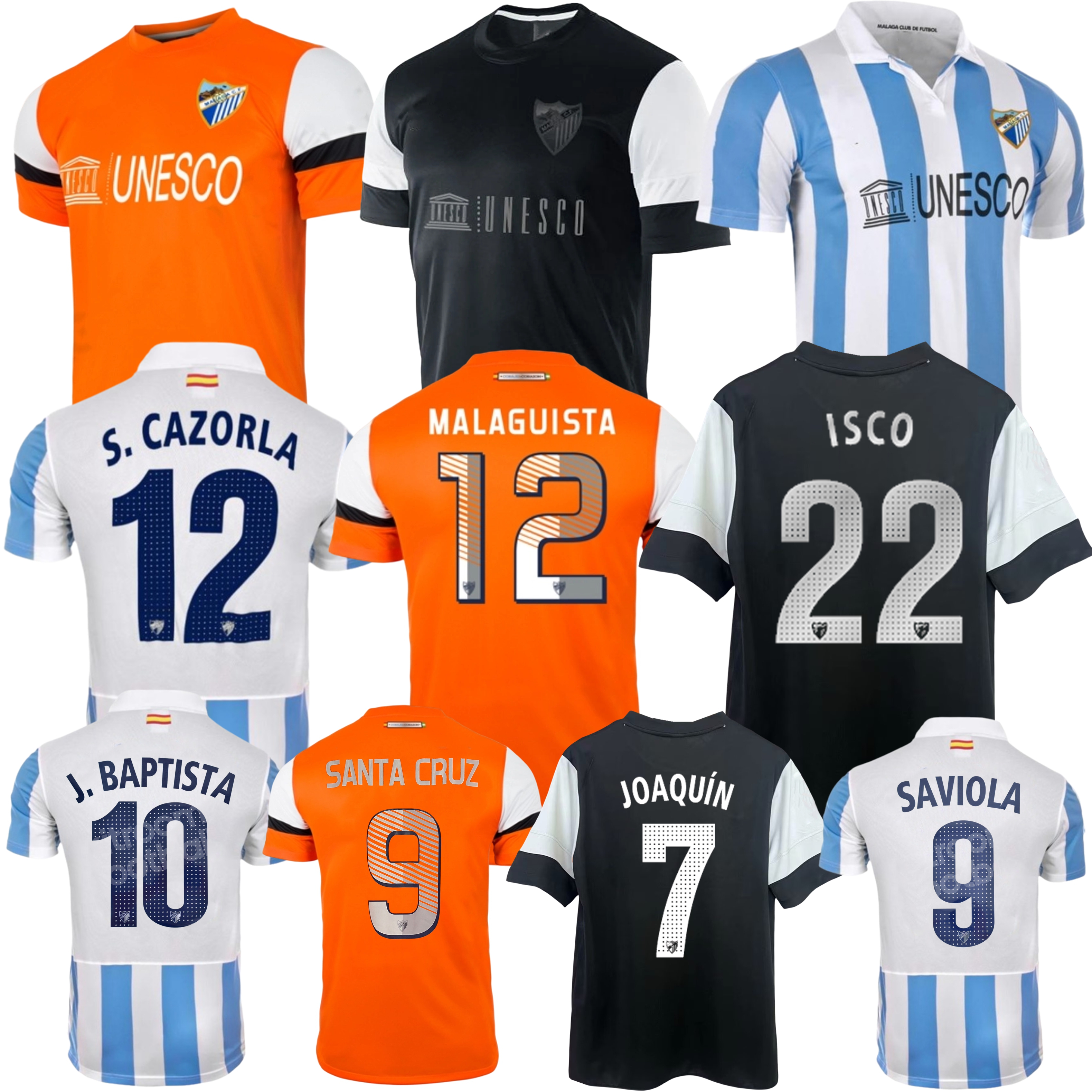 2012 2013 2014 Malaga CF Retro Soccer Jerseys 12 13 14 Baptista Saviola Isco Santa Cruz vintage Classic Home Away football Shirts