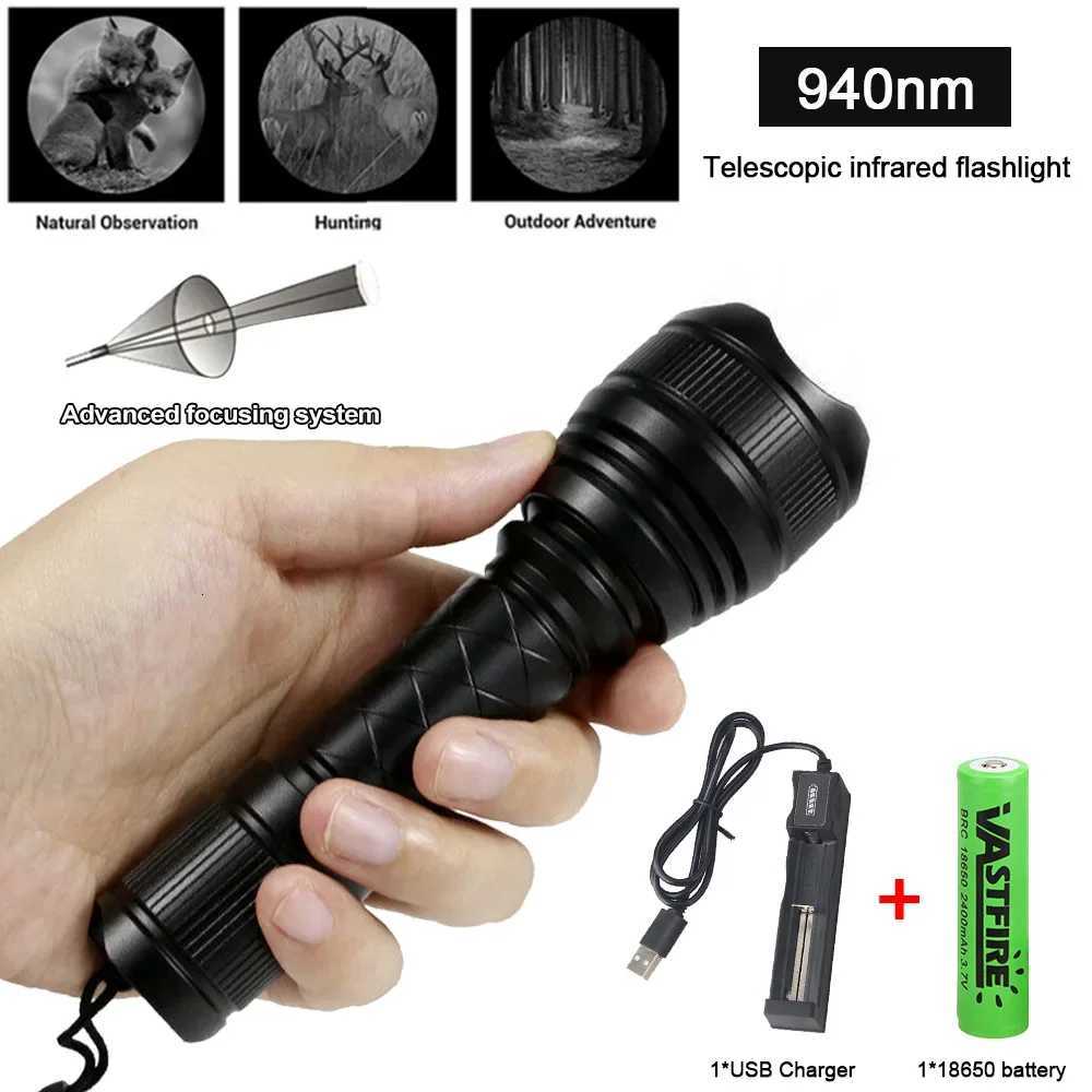 850nm/940nm Infrared Flashlight Adjustable Focus Zoomable IR Hunting Torch Infrared Radiation Weapon Light Night Vision Devices M251117
