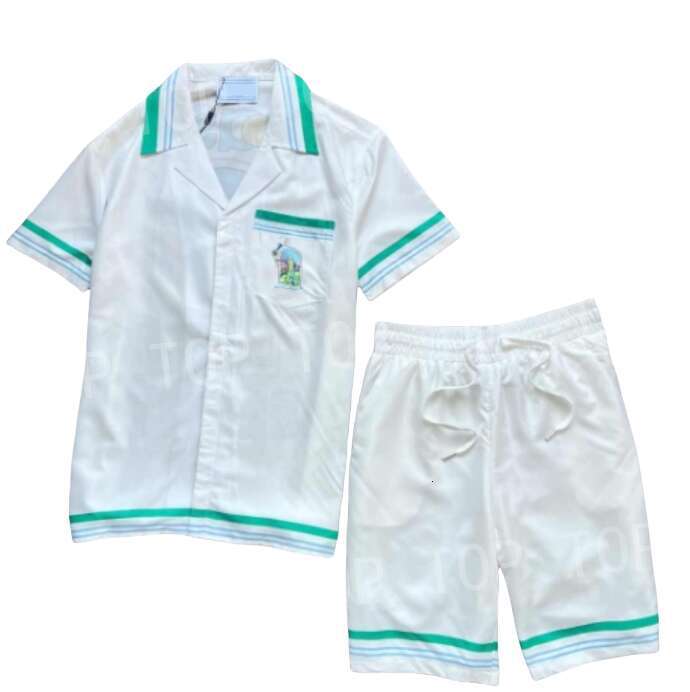 2025 Summer Designer Men's New Short sleeved Shirt Casual Set Printed Pattern Men's and Women's Polo Collar Casual Fashion Shorts Set Top Clothing