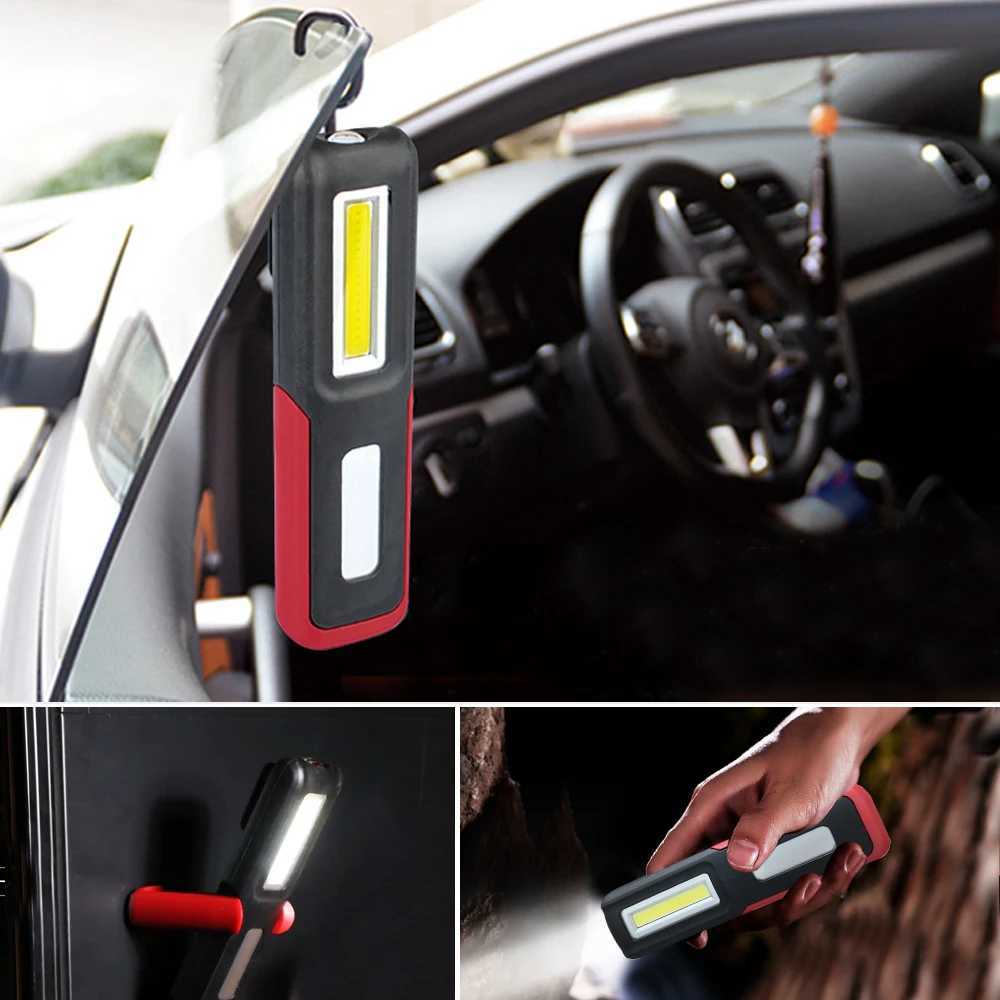 Rechargeable Work Light Portable COB LED Inspection Lamp Magnetic Flashlight Hook Camping Light Tent Lantern Car Repair Emergenc M251117