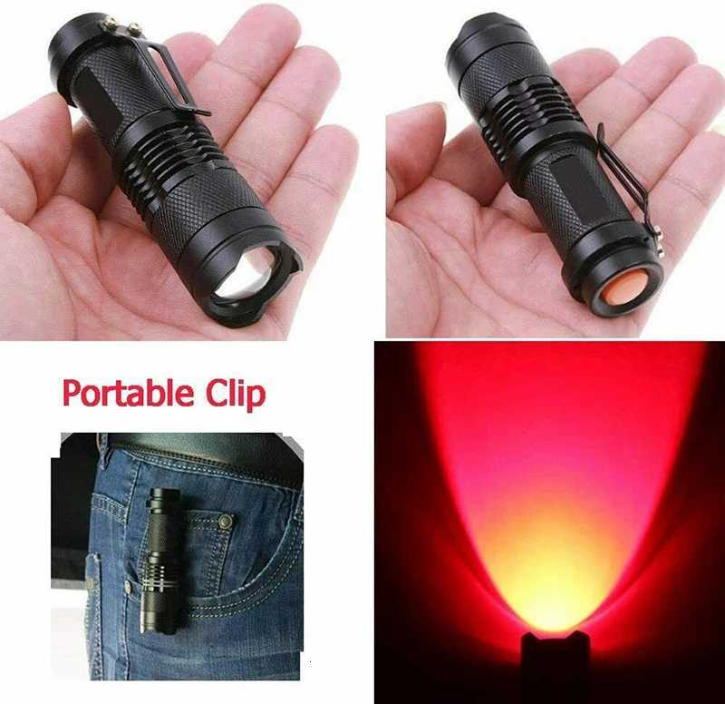 LED 670nM Red Beam Light Flashlight edc Torch Lamp Lantern Against Deteriorating Eyesight Powerful Tactical Hunting Flashlight M251117
