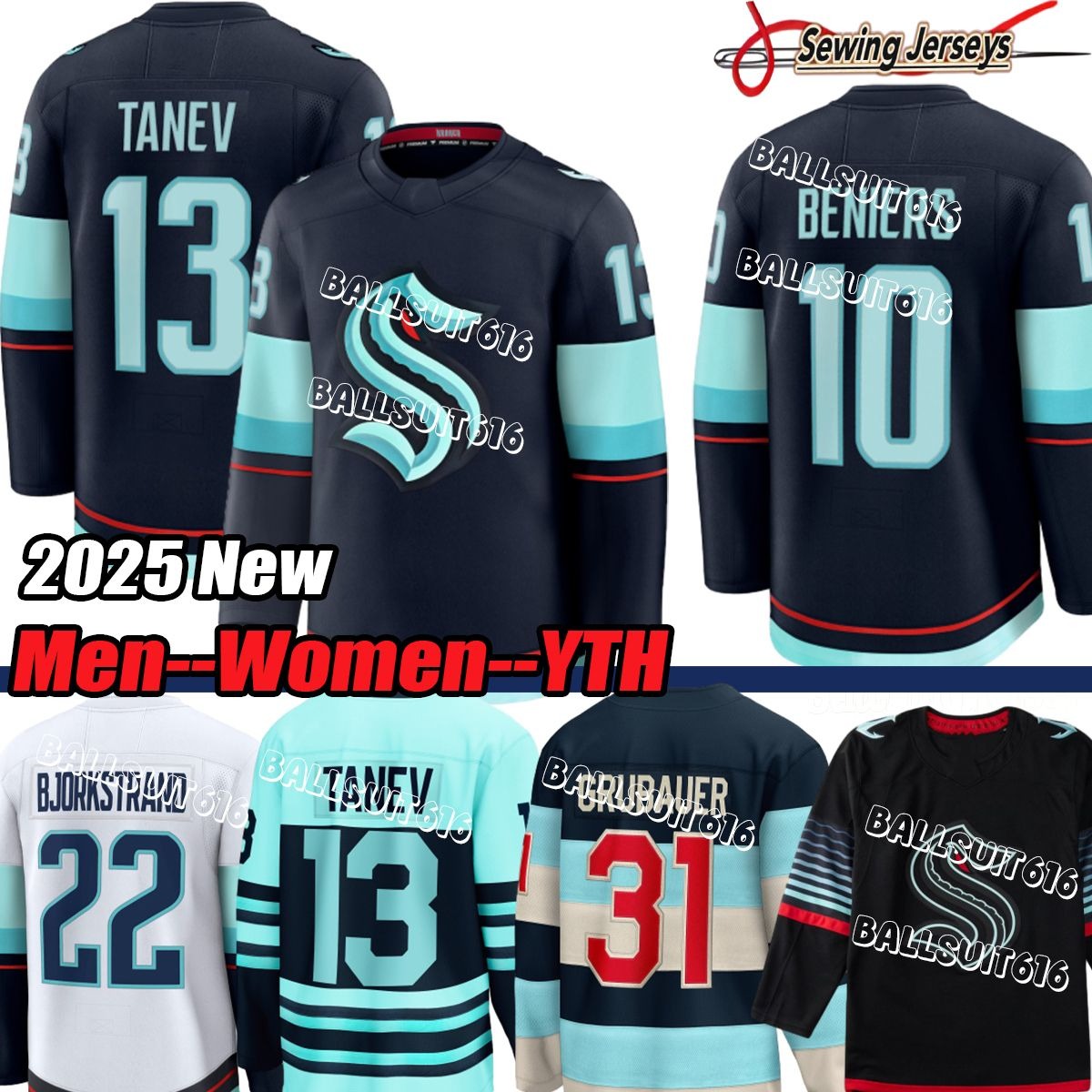 #7 McCann Eberle Jersey #19 Jared McCann Jersey #10 Matty Beniers Seattle Krakens Jersey Yanni Gourde Andre Burakovsky Brandon Montour Ryker Evans Hockey