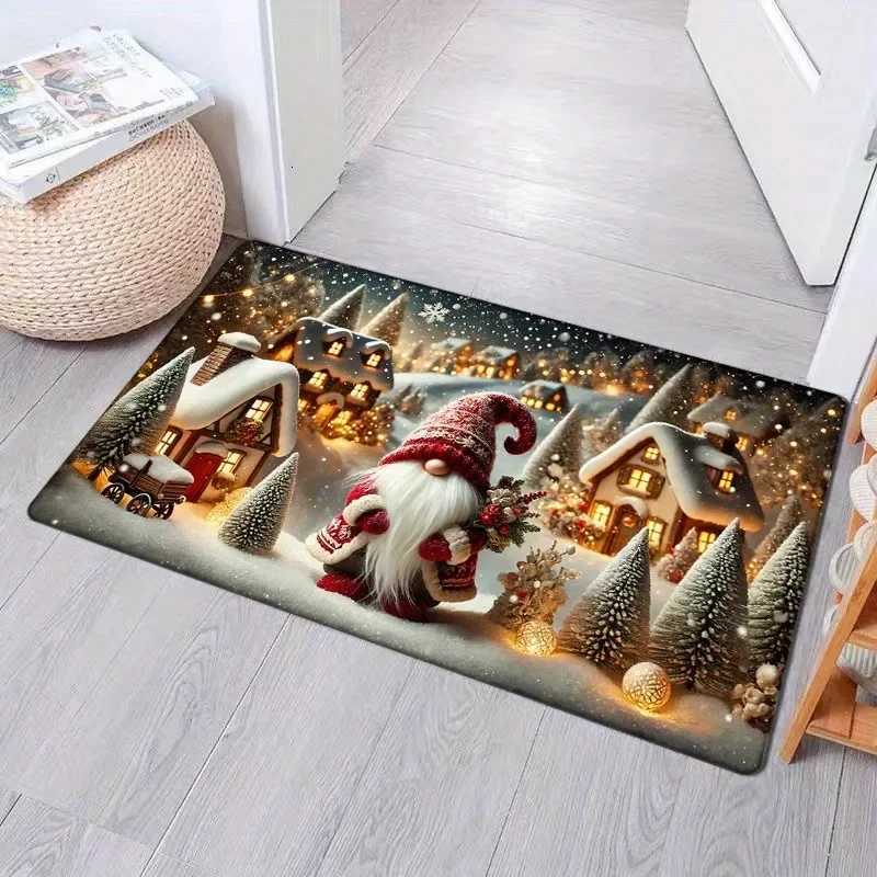 Christmas decoration door mat dwarf winter snow pattern non-slip absorbent floor mat suitable for home room bathroom kitchenM251117
