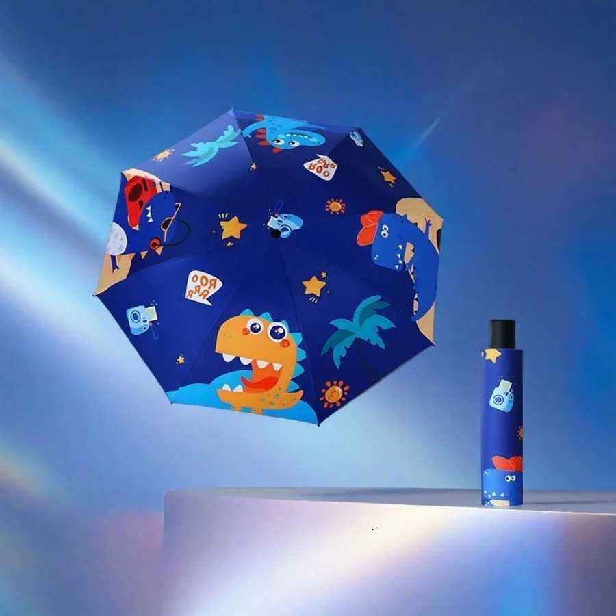 1PC Manual Cartoon Umbrella Dinosaur Astronaut Lovely Umbrella Windproof Folding Shade Umbrella With Reflective Stripe C251117