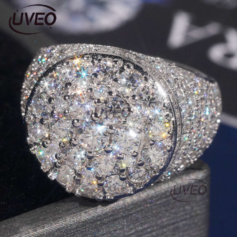 Moissanite Ring 925 Jewelry Iced Out VVS Gold Hip Hop Pass Dias Tester Fashion Sterling Silver Mens