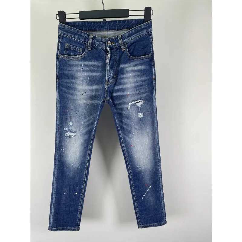 Men Classic Skinny Blue Denim Jeans Man Italian Style Stretch Ripped Denim Pants Quality Male Slim Fit Denim Trousers Size 38W251117 - view 6
