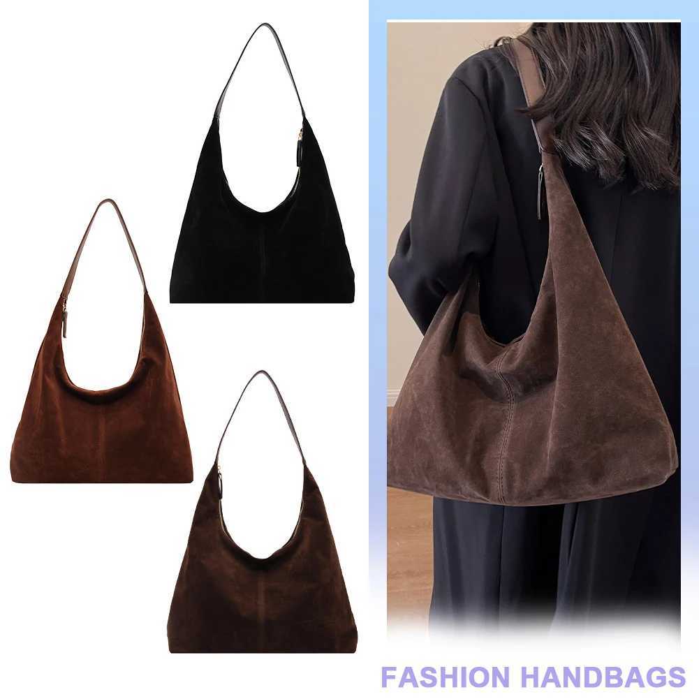 Womens suede shoulder bag with zipper large capacity armpit bag solid slow speed bag commuting travel bag Y250417