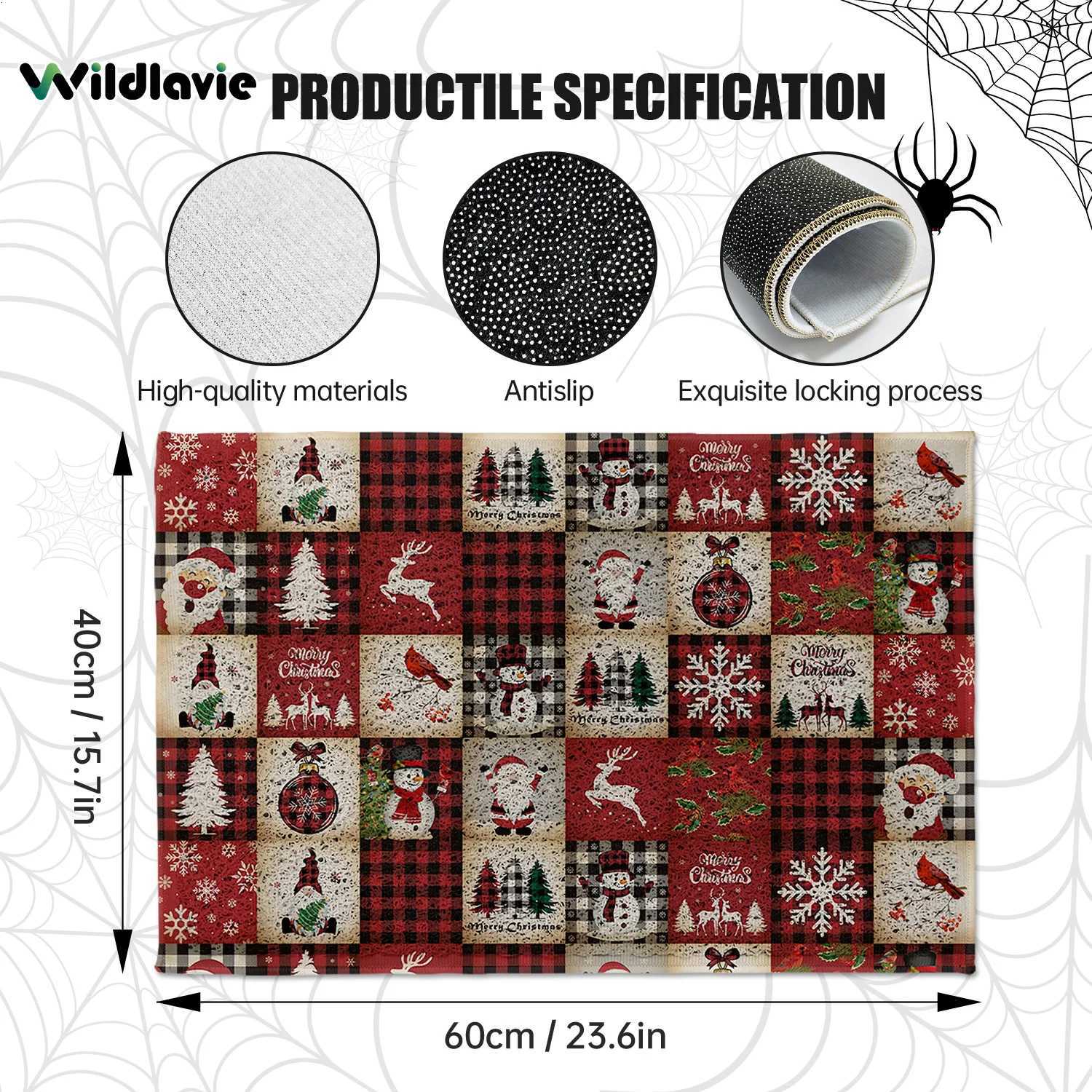 VIKAMA Christmas Rug Premium Red Checkered Washable Doormat Waterproof Welcome Mat Rug For Bedroom Carpet For Live Room Home DecM251117