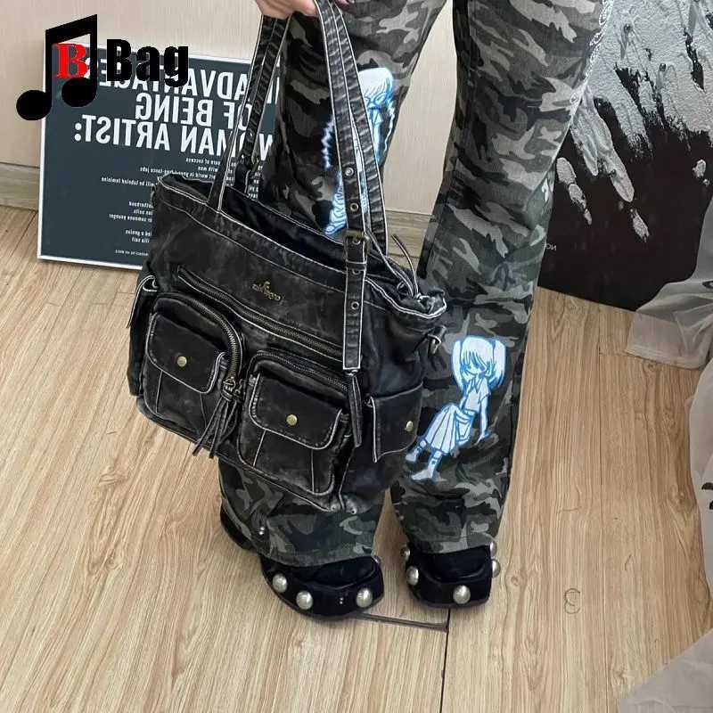 Harajuku Y2K Gothic Womens Girls subculture Handbags Versatile One Shoulder Make old motorcycle bags high-capacity Bag TotesW251115