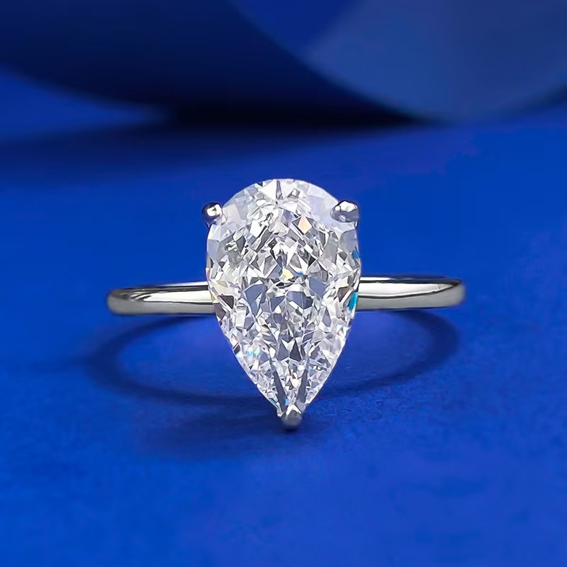 2025 Designer ring Custom GRA VVs Moissanite Pear Cut Shape Engagement Ring Gold Plated 925 Sterling Silver For Women Men Jewelry