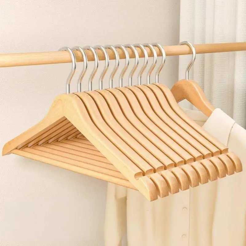 2/4 Wooden Hangers Solid Wood Clothes Hangers Clothing Store Wardrobe Home Seamless Adult Rack C251117