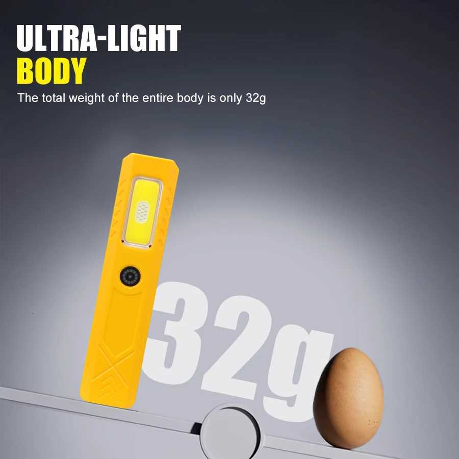 Portable RechargeableLED COB Dual Light Source Handheld Flashlights With 6 Lighting Modes/Magnet Mini Clip Flood Work Light M251117