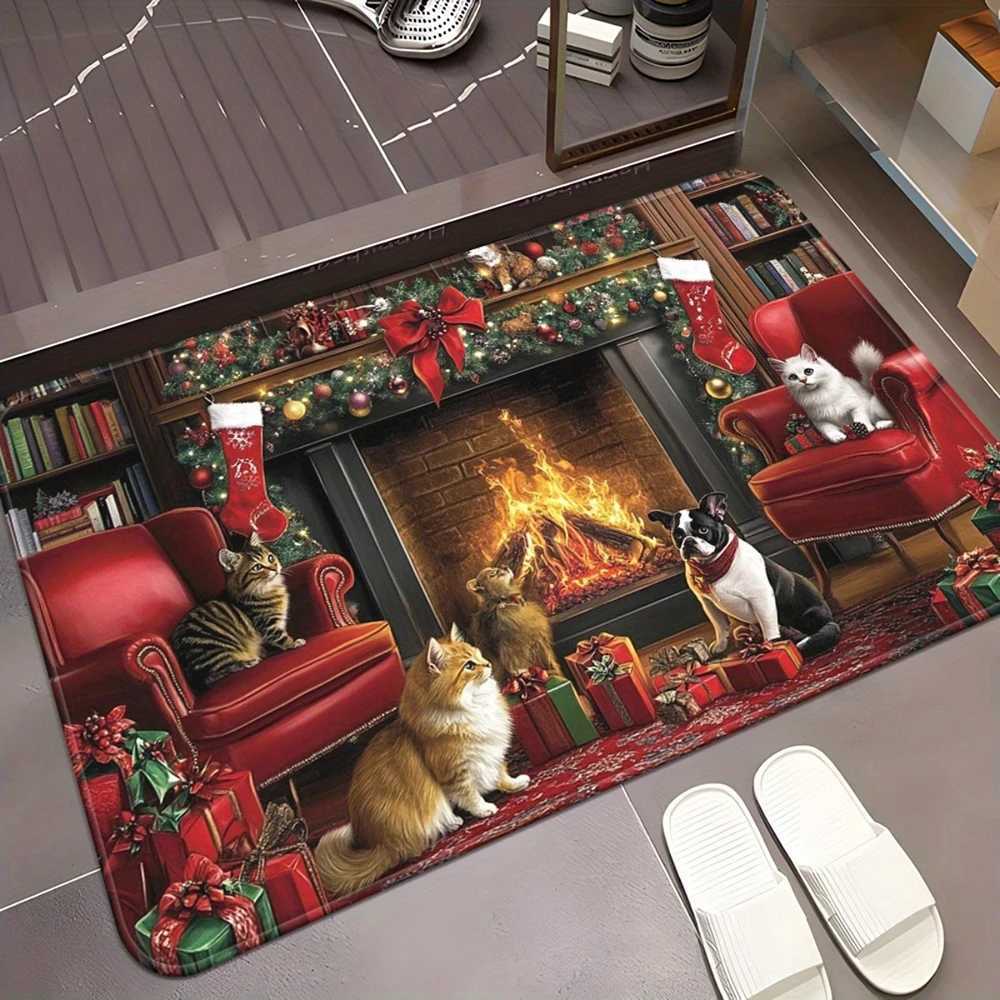 1pc Santa Claus Christmas Floor Mat Holiday indoor and outdoor rear front door welcome mat winter door matM251117