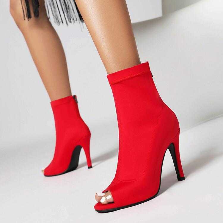 Cool Boots 2023 new summer patent leather stiletto ankle boots Jazz Dance dance high heels women's shoes large size J250417