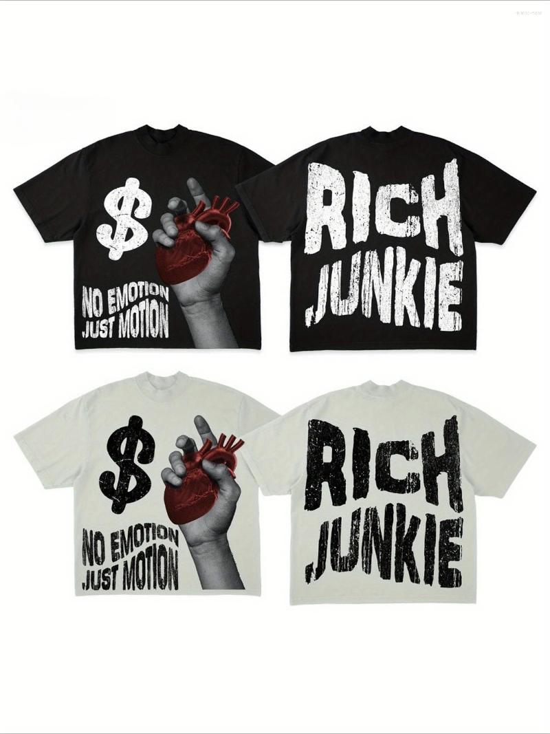 Men's T Shirts Rich Junkie Double Sided Printing Cotton T-Shirt Soft And Comfortable Casual Versatile Printed