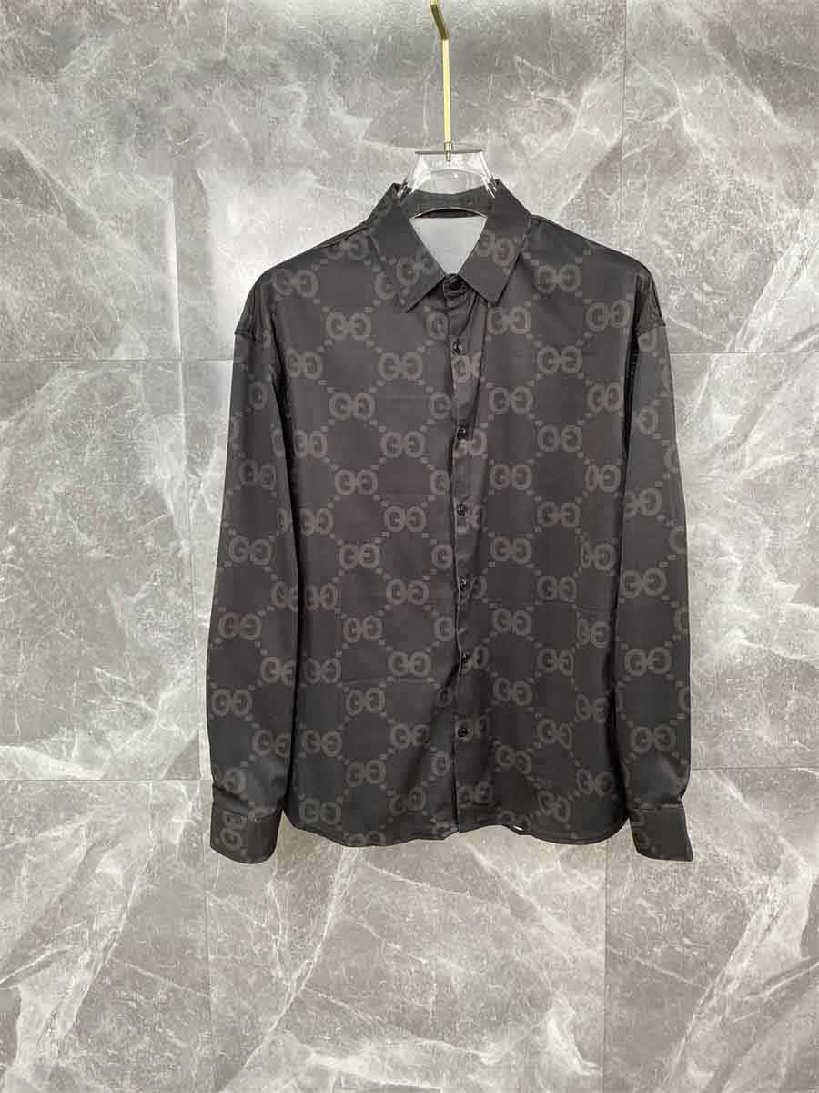 Chaopai designer Mens Dress Shirt casual Slim Silk T-shirt Long sleeve Casual business clothing Sleeved Retro luxury qualityshirt men Social Blouse