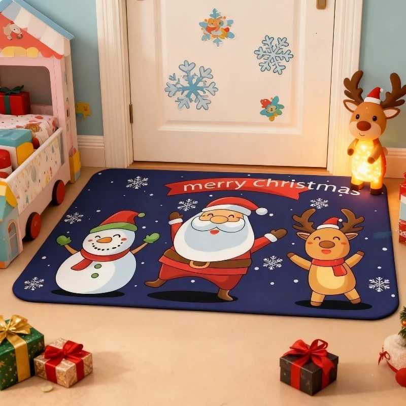 Christmas Entrance Door Mat Crystal Velvet Non-Slip Absorbent Floor Mat for Front Door Bathroom Home Decor Welcome Mat for XmasM251117