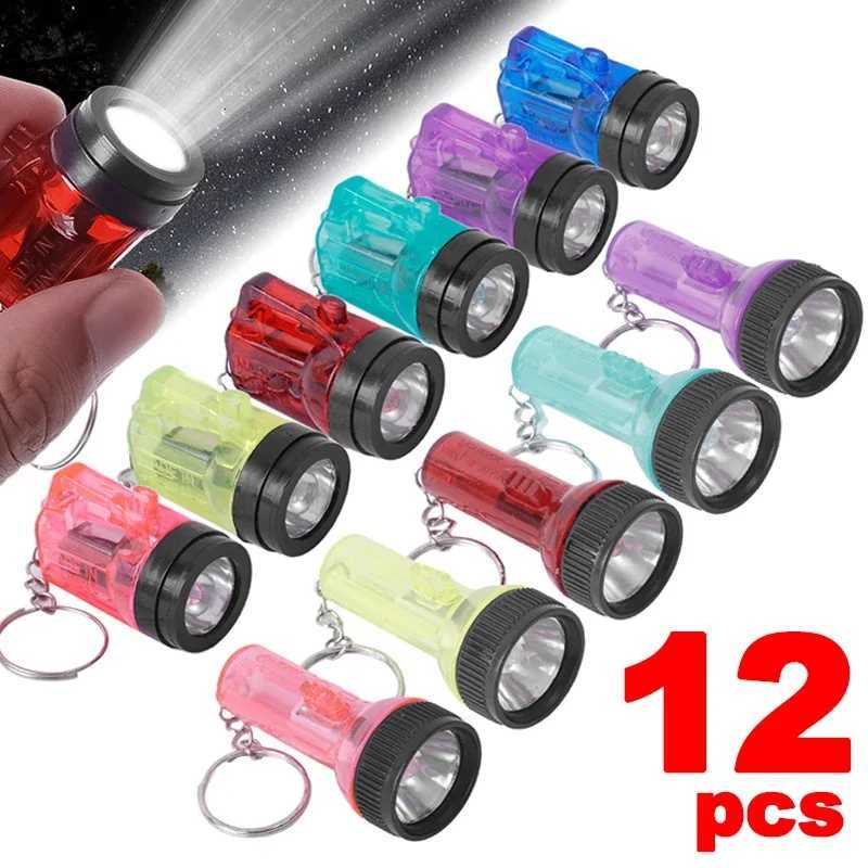 1/12pcs Mini LED Flashlight Battery Powered Pocket-sized Torch Multi-function Keychain Lamp Outdoor Hiking Emergency Torches M251117