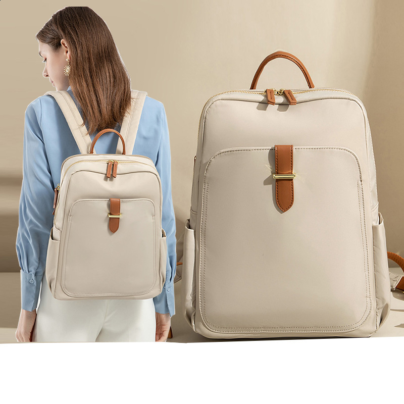 15 inch 15 inch computer bag womens Korean version simple and versatile Oxford cloth backpack 2025 spring/summer leisure travel backpack 250304FBB