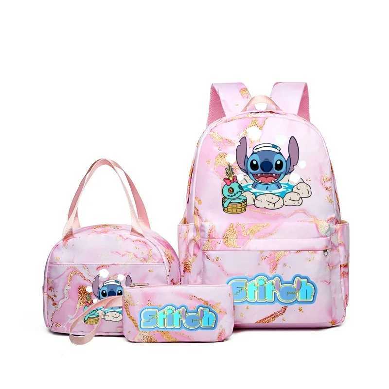 Disney Lilo Stitch Anime Printing Backpack Set Comes with Lunch Bag and Pencil Bag Large Capacity Lightweight Breathable Outdoor KnapsackXJ250417