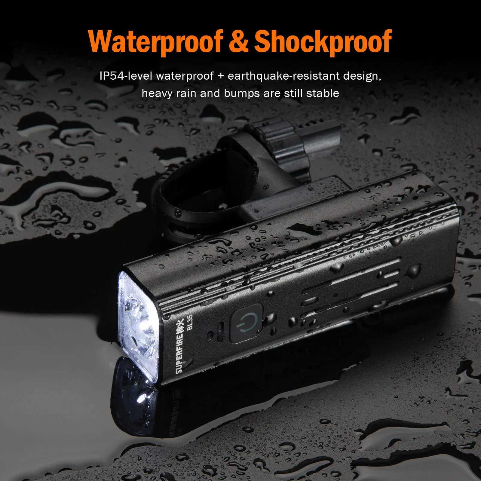 SUPERFIRE BL35 5W Bike Light Rechargeable Front Flashlight 5 modes IP54 Waterproof Bike Headlights for Night Outdoor Cycling M251117