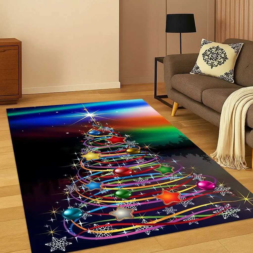 Merry Christmas Tree Santa Claus Cartoon Carpet Rug for Living Room Bedroom Doormat Kitchen DecorNon-slip Game Floor Mat GiftM251117