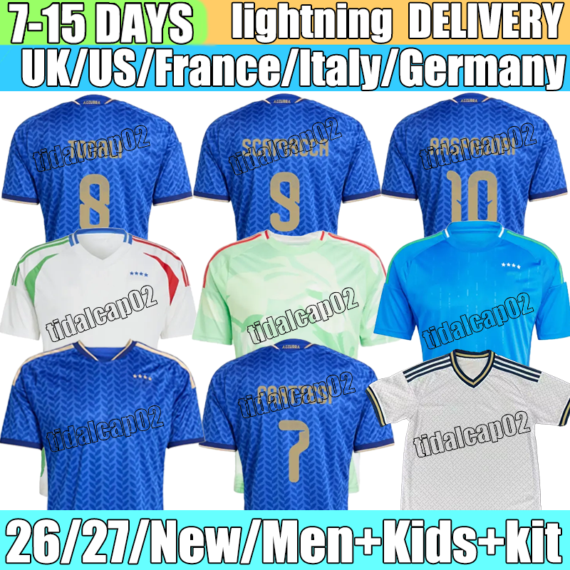 New 25 26 maglia Italy CHIESA Raspadori Bastoni BARELLA RASPADORI Soccer Jerseys FRATTESI Casadei Orsolini RETEGUI Maldini 2025 Italia Football Shirt Men Kids Kit