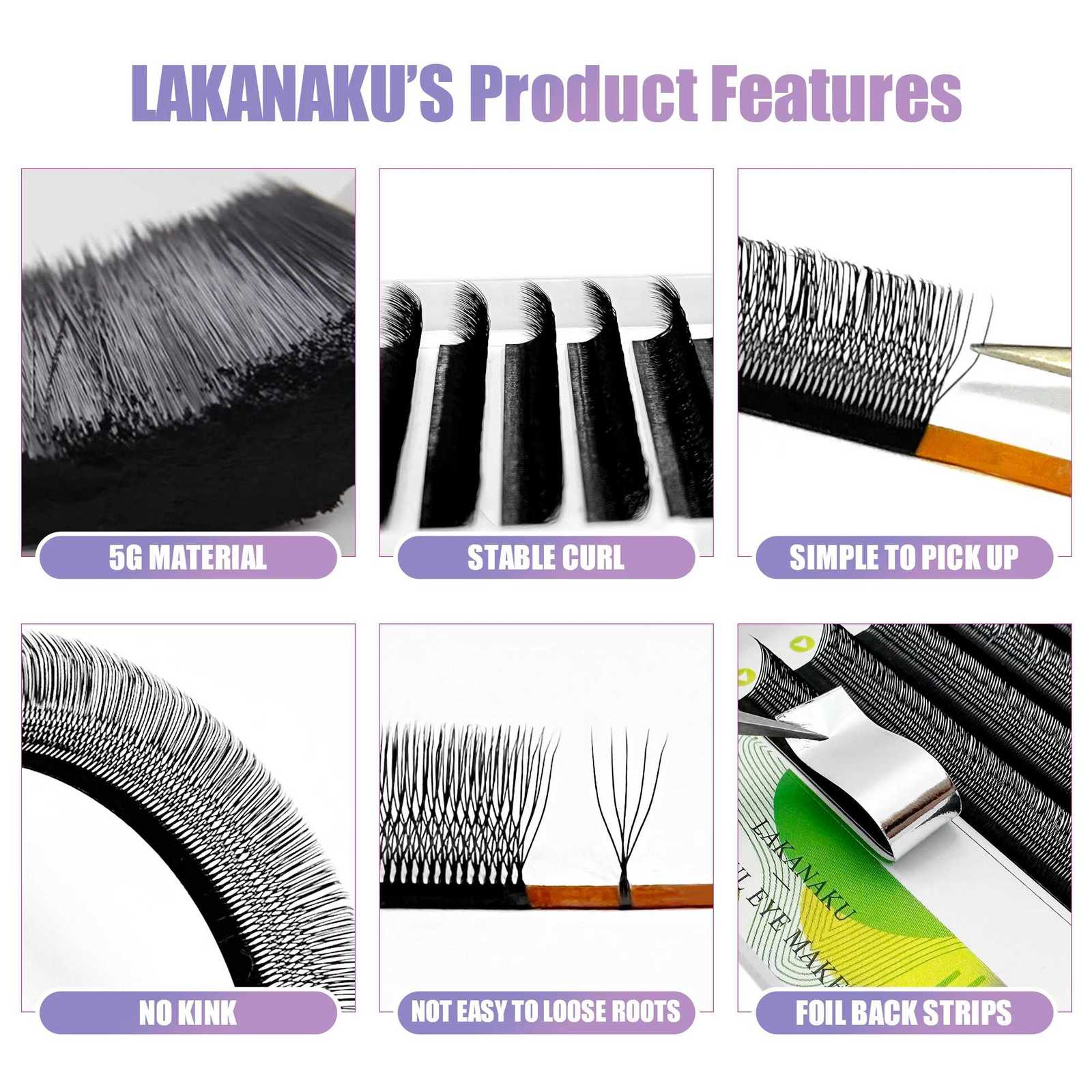 LAKANAKU U Shaped YY 3D 4D 5D Eyelash Extension Premade Fans Lightweight Fluffy Mink Faux Eyelashes Premade Volume Fan W-ShapedT251117