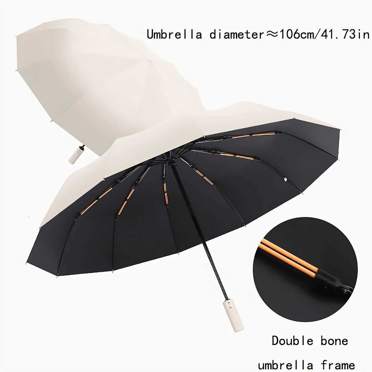 12 Bones Windproof Automatic Umbrella Large Folding Durable Umbrella Female Sun Rain Dual Use Umbrella Sunscreen Umbrella C251117