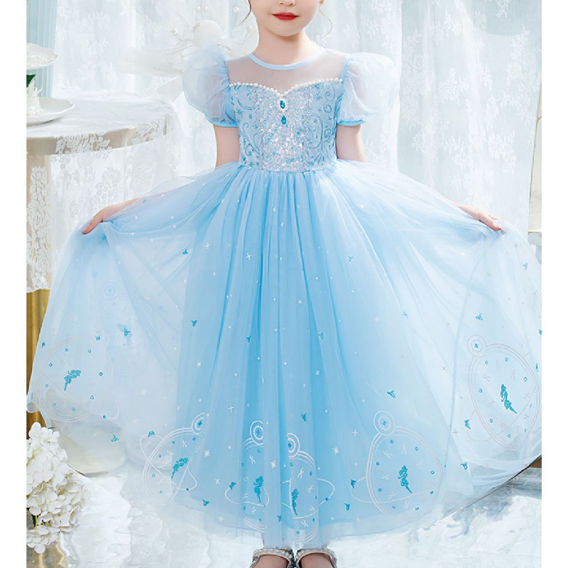 DISNEY Baby clothes Elsa princess dress baby girl mesh dress children's birthday outfit Elsa girl dress
