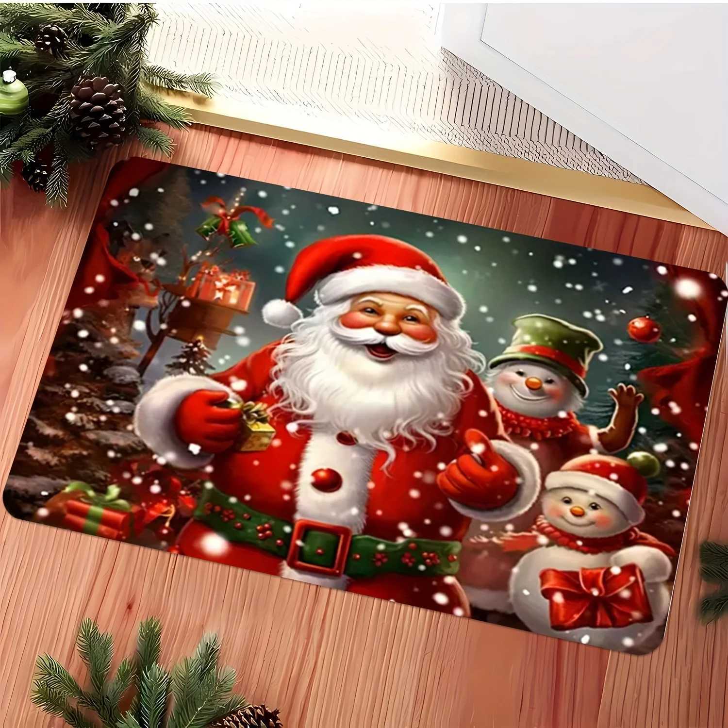 Christmas Tree Letter Large Doormat Premium Flannel Machine Washable Non-Slip Rug for Indoor Outdoor Multi-Room DecorM251117