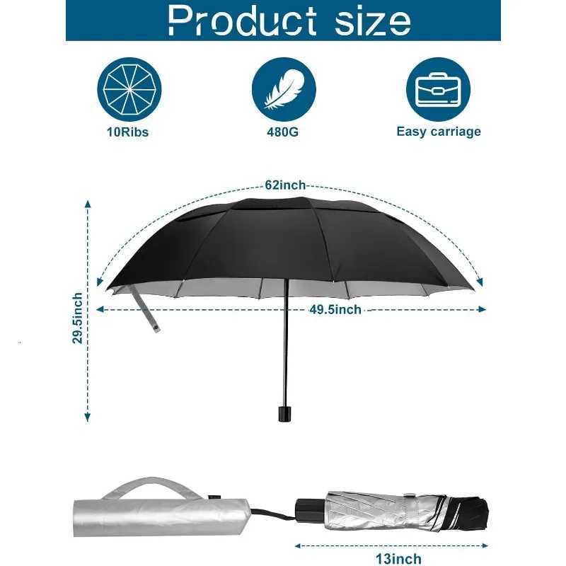 UV Protection Compact Umbrella62 Inch Extra Large Oversize Double Canopy Vented Umbrella Windproof Waterproof for Men and Women C251117