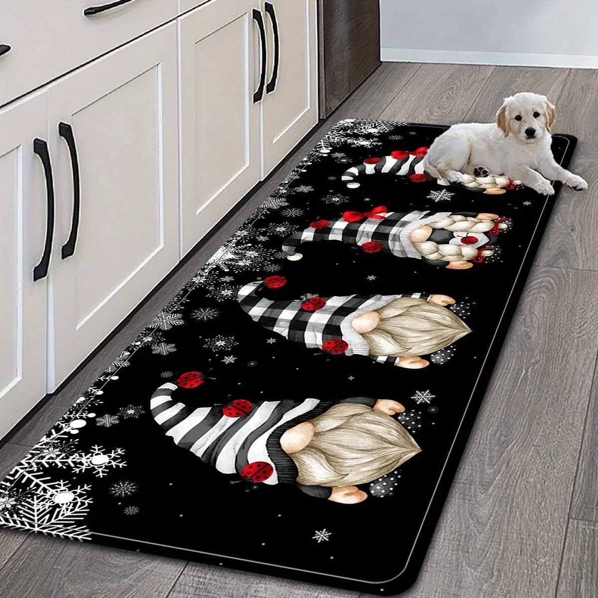 VIKAMA Premium Christmas Carpet Black Floor Mat Kitchen Rug Soft Doormat Living Room Carpet Rug For Bedroom Welcome Mat Home DecM251117