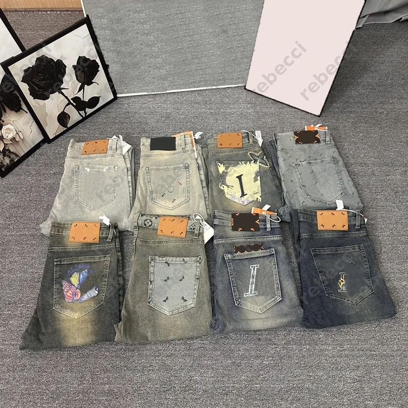 baggy jeans for mens designer Letter printed embroidered trendy jean for men slim fit elastic pants casual man leggings trousers size 28-36 CSD2511172