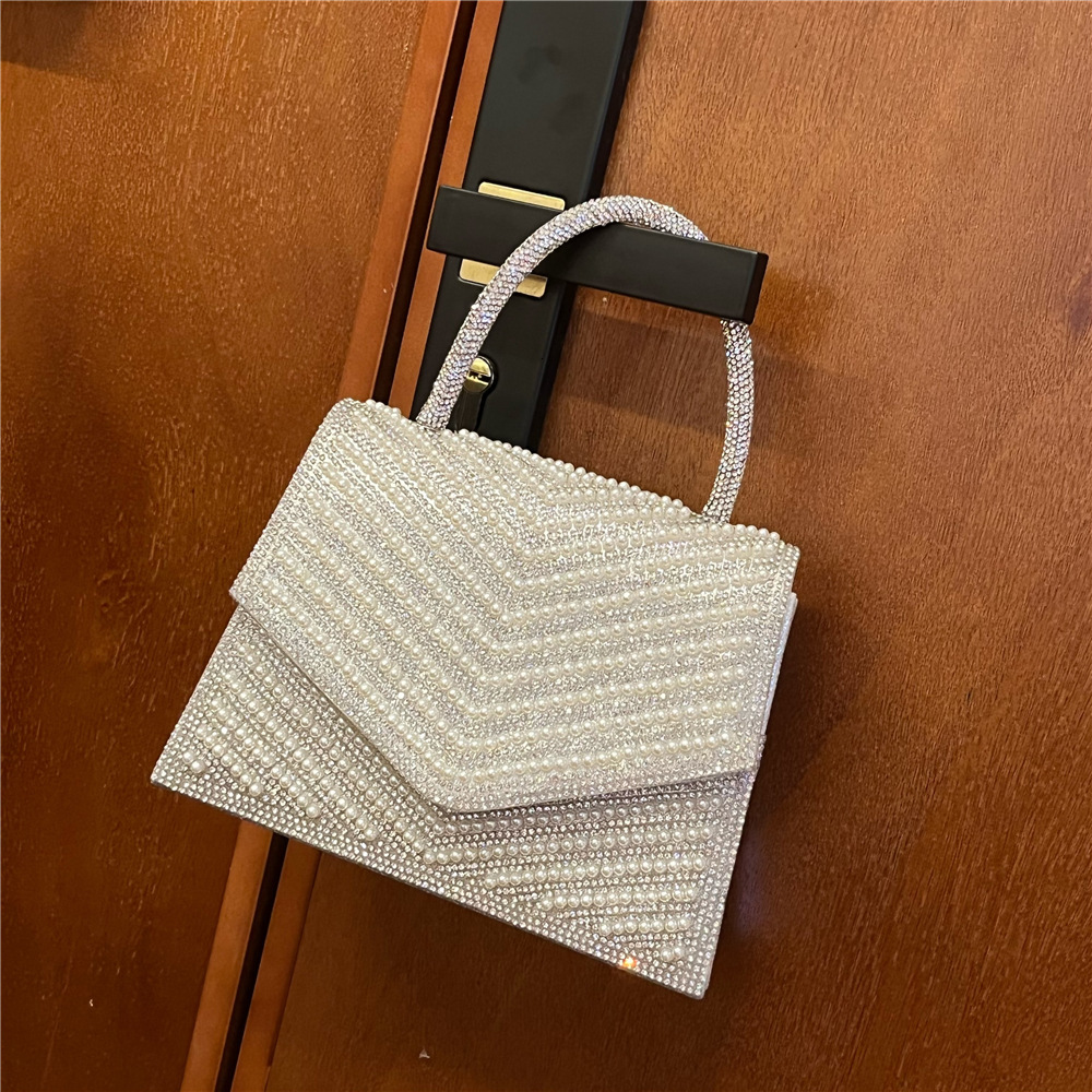 designer bag High end French shiny buning handmade Kelly banquet rhinestone small square hand-held crossbody bag