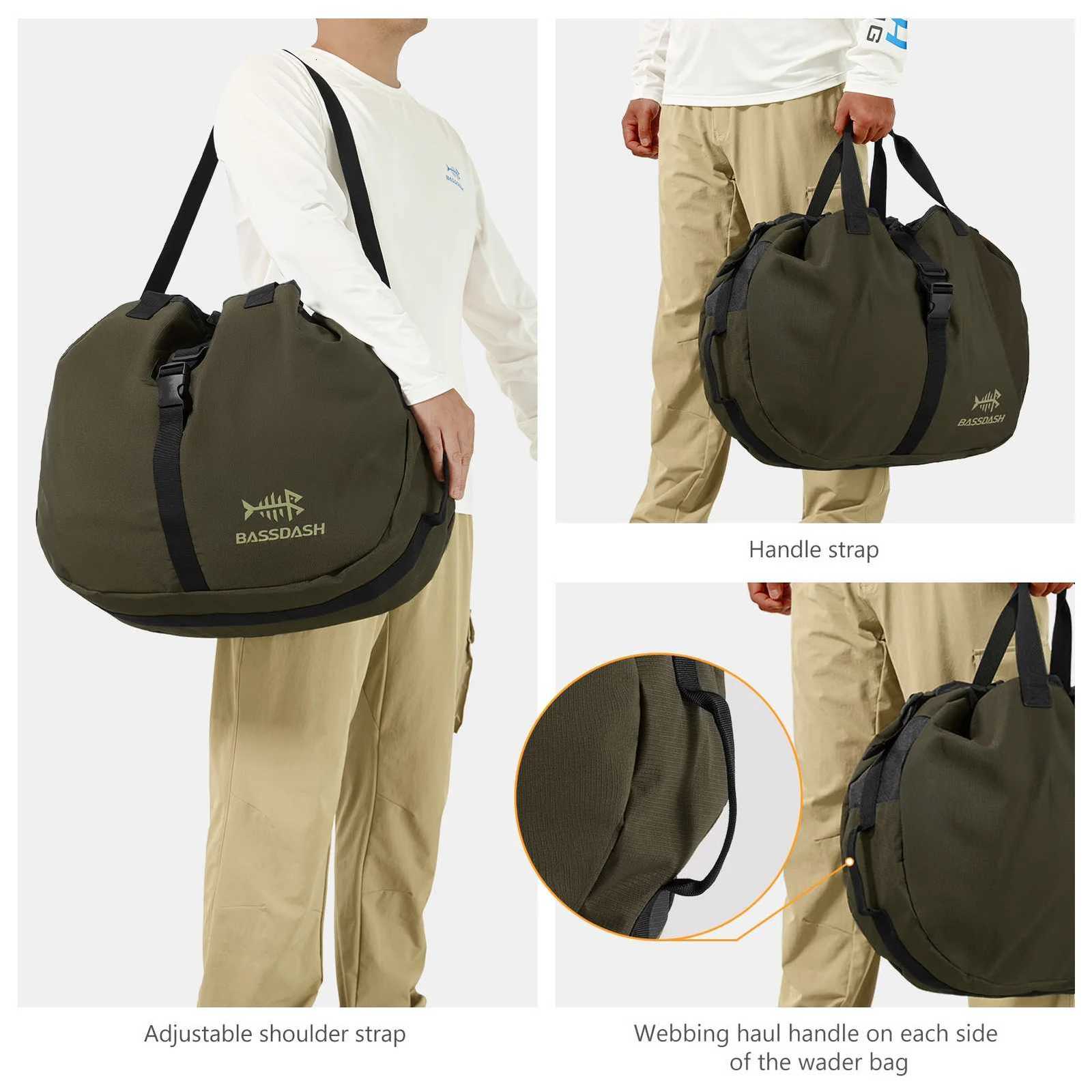 BASSDASH Wader Bag Foldable with Changing Mat Shoulder Strap Handles Mesh Boot Storage for Fishing Travel Hunting Hiking FP08W251115