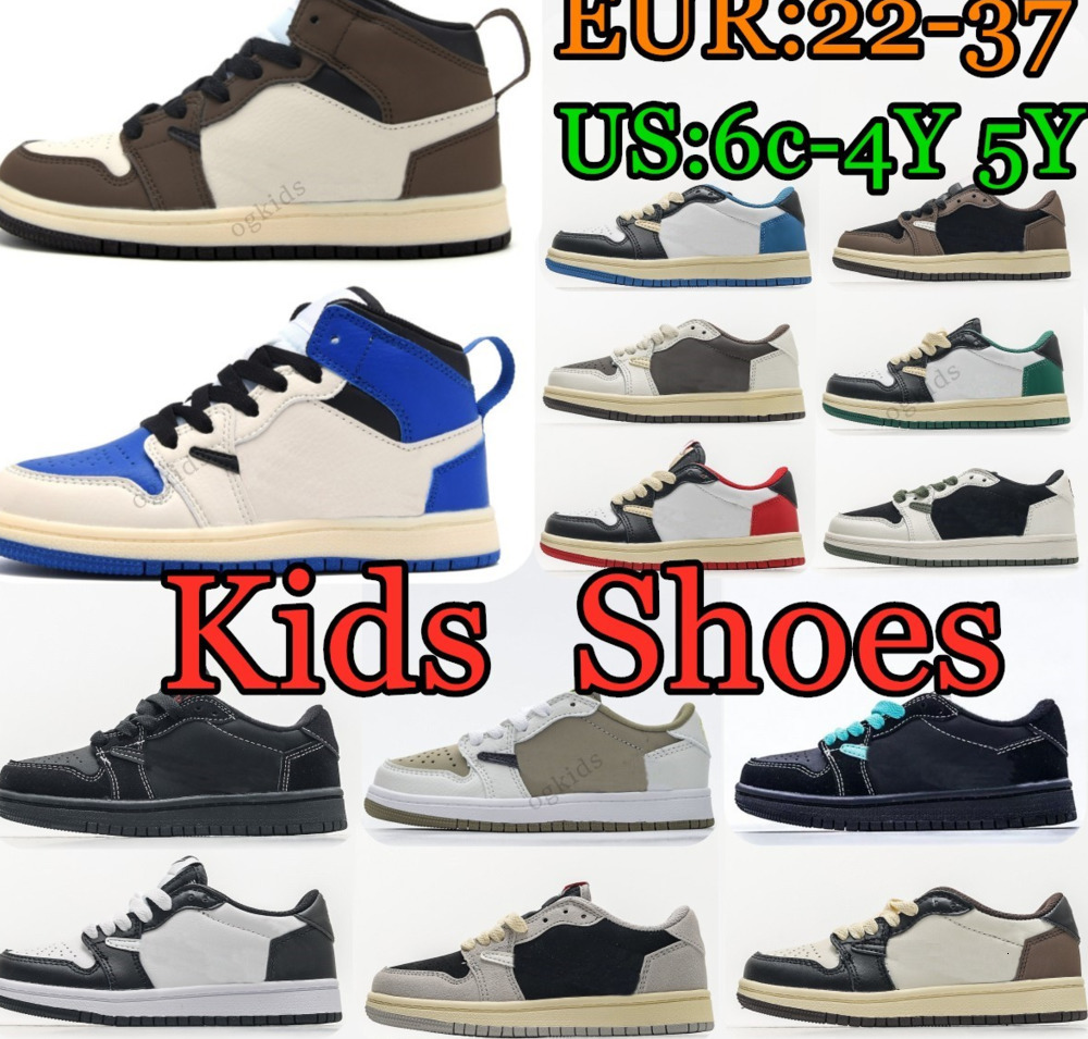 1s kids shoes Basketball Shoe Infants Toddlers youth Sneakers trainer Reverse nikes air jordans jordab1 white Baby Sports boys Athletic trainers