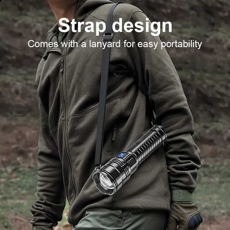 200000000LM Most Powerful LED Flashlight 1500W Rechargeable Flashlights Zoomable Tactical Torch Long Range 6000m Outdoor Lantern M251117