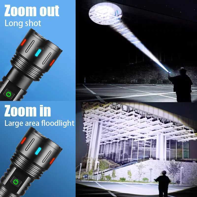 100000000LM Most Powerful Led Flashlight Rechargeable Led Flashlights High Power Zoom Torch Long Range 2000m Tactical Lantren M251117