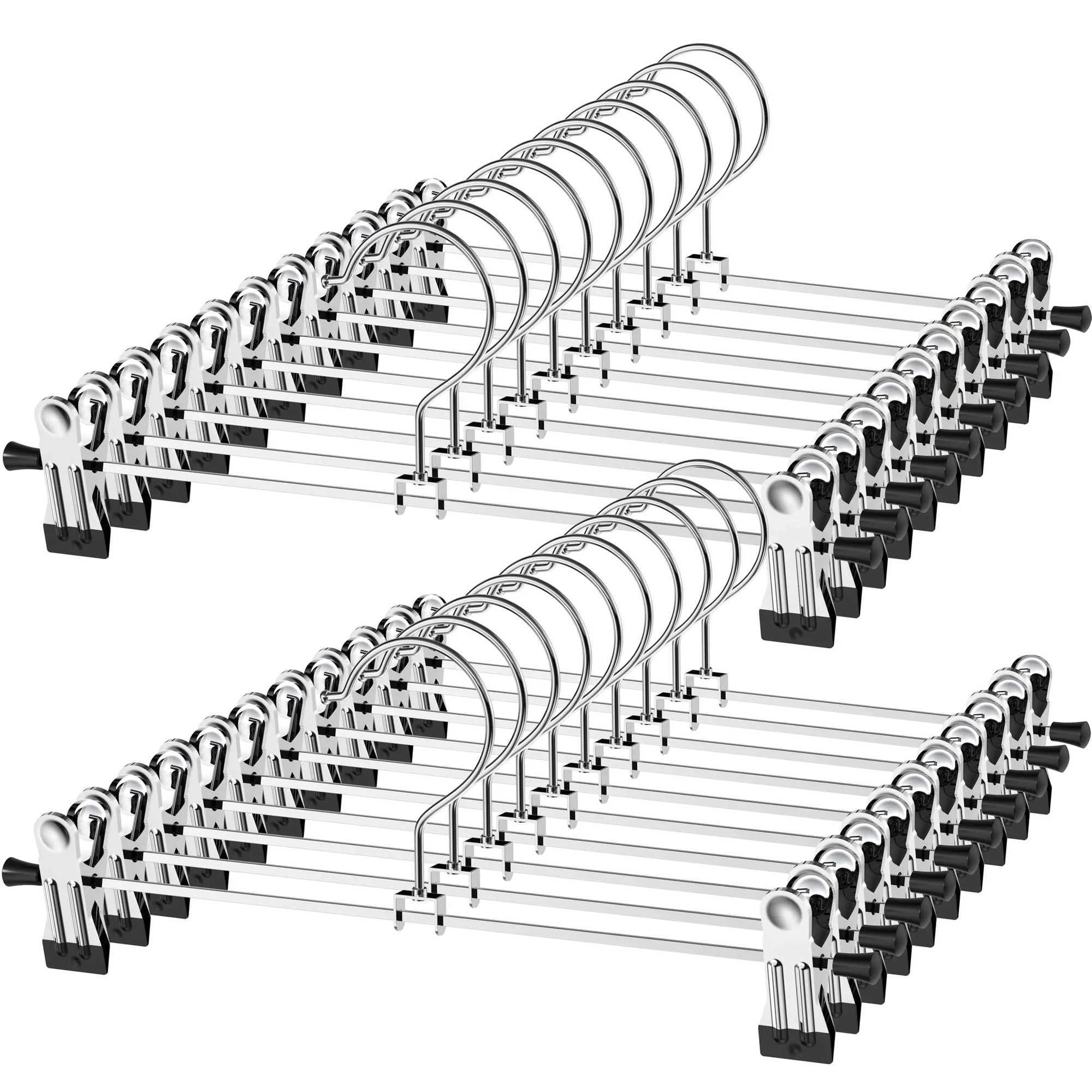 Pants Hangers with Clips Heavy Duty 10 Pack Adjustable Metal Pants Hanger Skirt Hangers with Clips Space Saving Hangers C251117