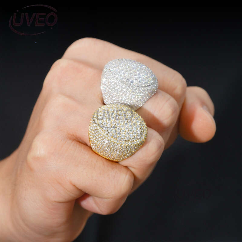 Jewelry 925 VVS Moissanite Ring Iced Out Gold Hip Hop Pass Dias Tester Mens