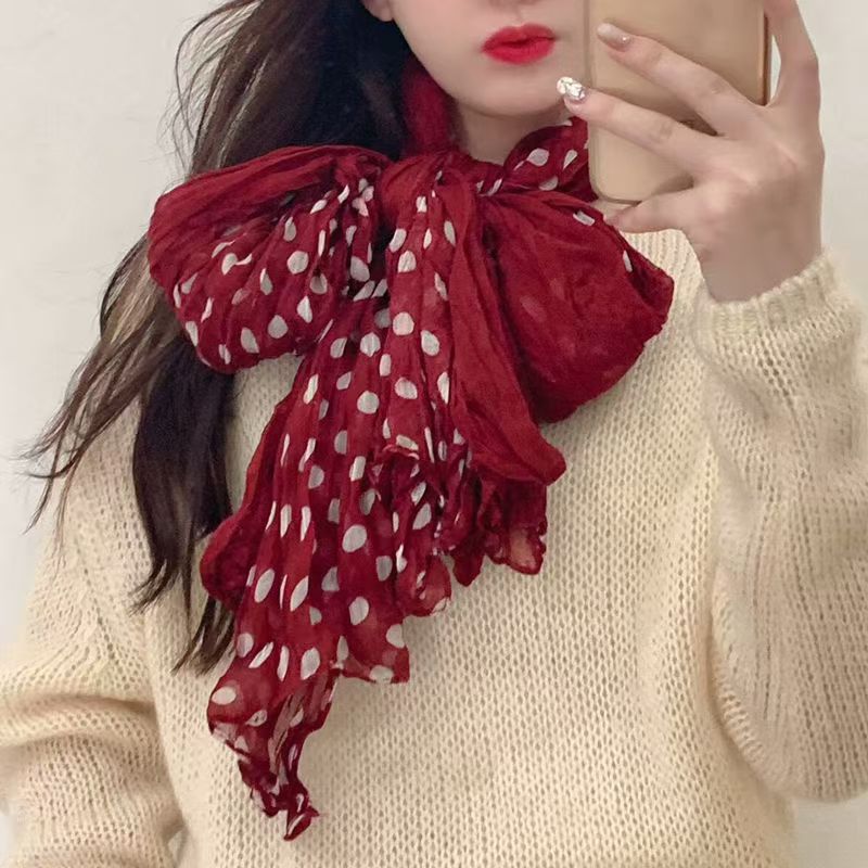 T493 new cotton and linen scarf female retro gradient long shawl literary pleated thin spring and autumn warm neck collar