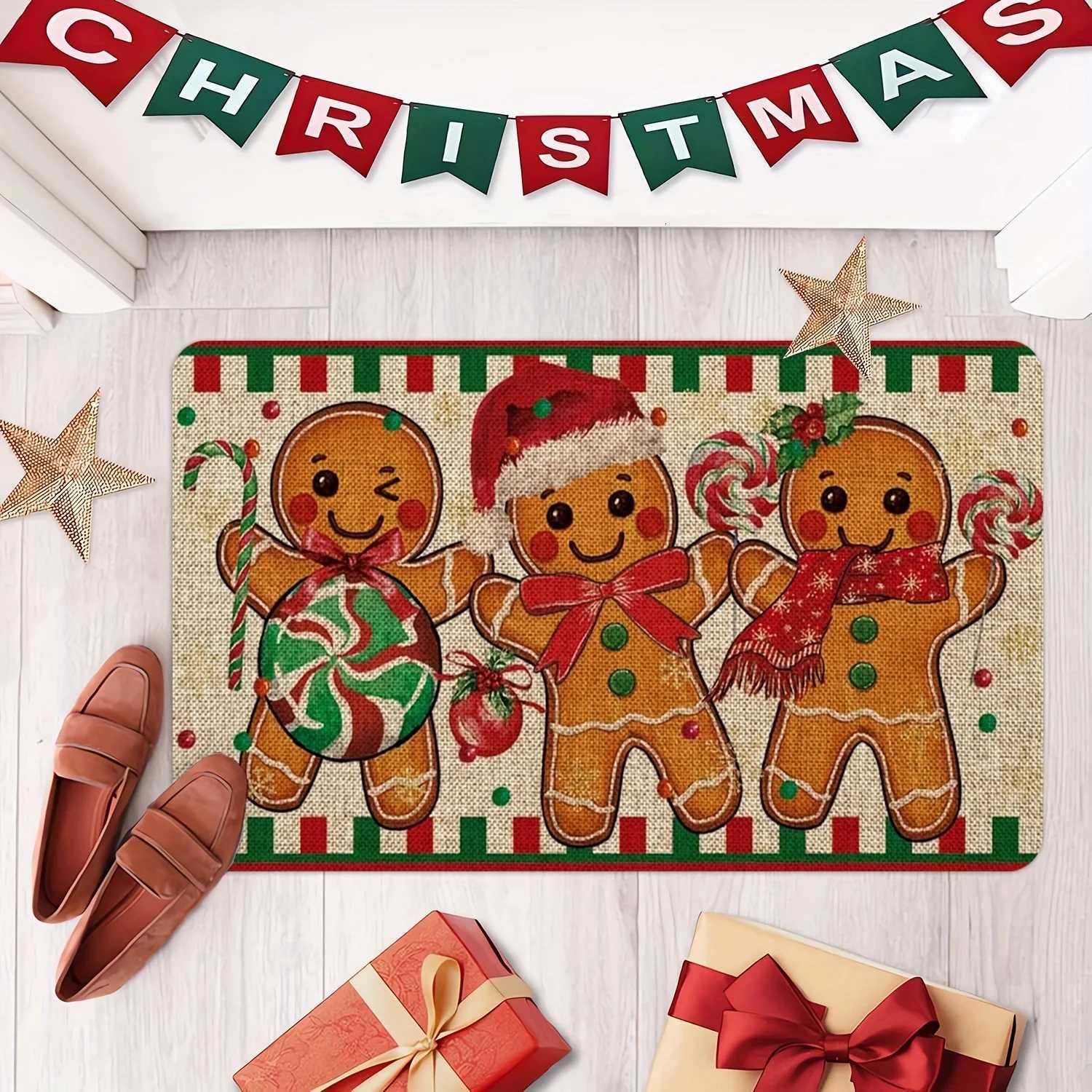 VIKAMA Christmas Carpet Gingerbread Man Doormat Soft Welcome Carpet Living Room Carpet Rug For Bedroom Outdoor Carpet Home DecorM251117