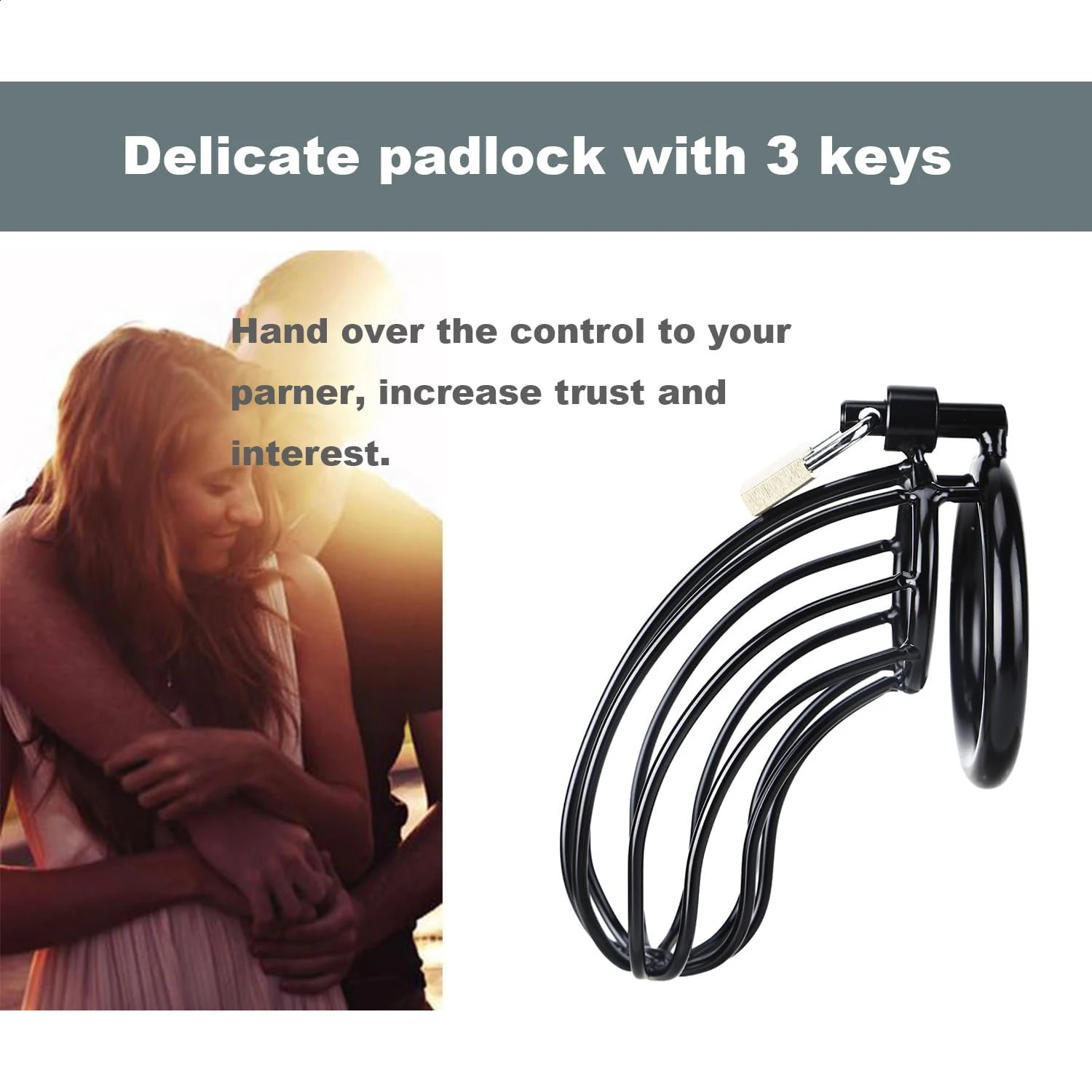 Black metal banana shaped male chastity cage with BDSM lock and adjustable rooster ring adult sex toy restraint device 250417